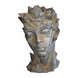 Sculpture de jardin visage femme en pierre reconstituée