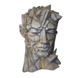 Sculpture de jardin visage homme style cubique