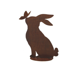 Figurine décorative lapin métal rouillé pour le jardin