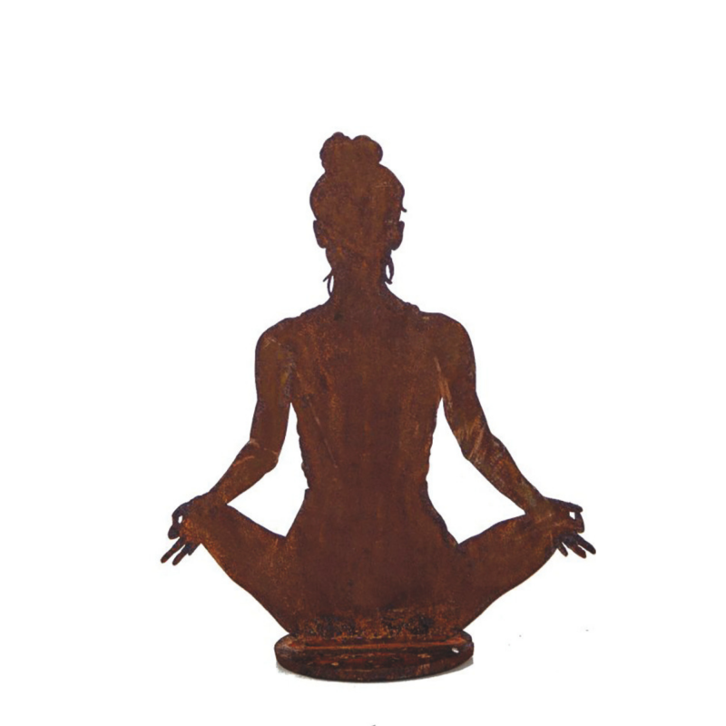 Statue métal rouille position yoga 86 cm de hauteur.